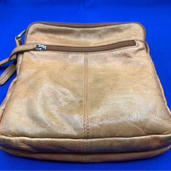 Tan Leather British Chesterfield Crossbody Bag Purse - Picture 8 of 9